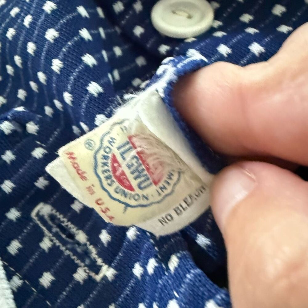 Vintage 70s 2pc Blue White Wide Leg High Rise Pants Crop Top S M 4 6 - Picture 12 of 16